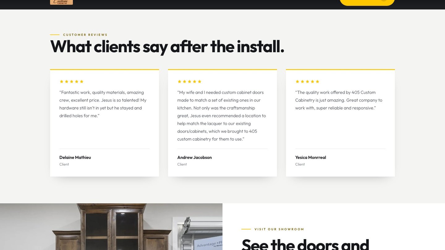 The reviews section of the new homepage