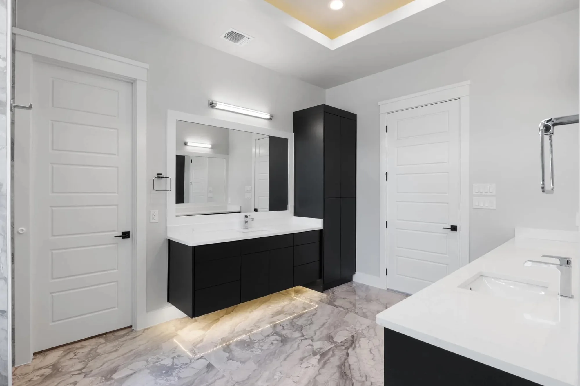 Modern black floating bathroom vanity